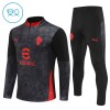 AC Milan Børn Trænings Sweatshirt Dragt 2025-26 Sort Kvart-Zip