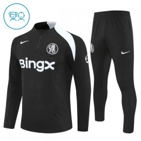 Chelsea Børn Trænings Sweatshirt Dragt 2025-26 Sort Kvart-Zip