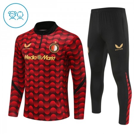 Feyenoord Rotterdam Børn Trænings Sweatshirt Dragt 2025-26 Rød Kvart-Zip
