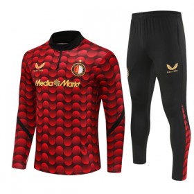 Feyenoord Rotterdam Trænings Sweatshirt Dragt 2025-26 Rød Kvart-Zip