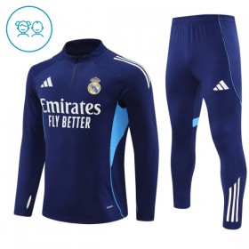 Real Madrid Børn Trænings Sweatshirt Dragt 2025-26 Navy Kvart-Zip