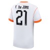 Holland Frenkie de Jong 21 Børn Udebane VM 2026 - Fodboldtrøjer (S/S)