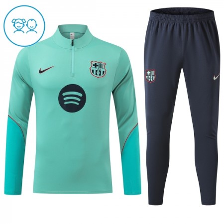 Barcelona Børn Trænings Sweatshirt Dragt 2026-27 Grøn Kvart-Zip Barcelona Børn Trænings Sweatshirt Dragt 2026-27 Grøn Kvart-Zip