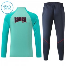 Barcelona Børn Trænings Sweatshirt Dragt 2026-27 Grøn Kvart-Zip