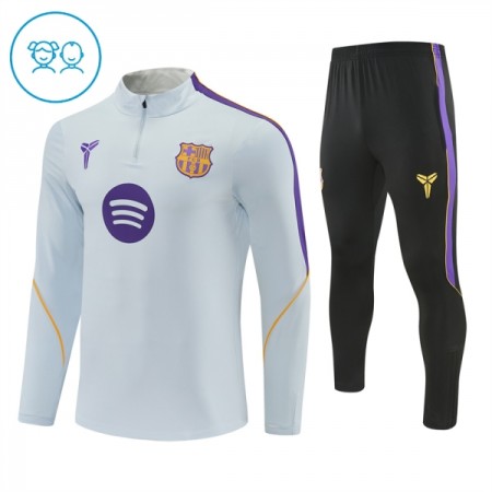 Barcelona Børn Trænings Sweatshirt Dragt 2026-27 Hvid Kvart-Zip Barcelona Børn Trænings Sweatshirt Dragt 2026-27 Hvid Kvart-Zip