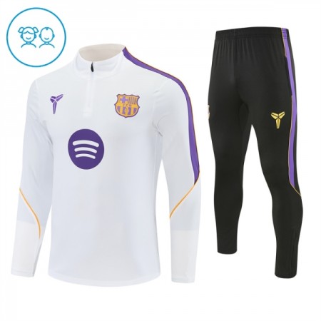 Barcelona Børn Trænings Sweatshirt Dragt 2026-27 Hvid Kvart-Zip Barcelona Børn Trænings Sweatshirt Dragt 2026-27 Hvid Kvart-Zip