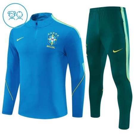 Brasilien Børn Trænings Sweatshirt Dragt 2026-27 Blå Kvart-Zip Brasilien Børn Trænings Sweatshirt Dragt 2026-27 Blå Kvart-Zip