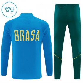 Brasilien Børn Trænings Sweatshirt Dragt 2026-27 Blå Kvart-Zip