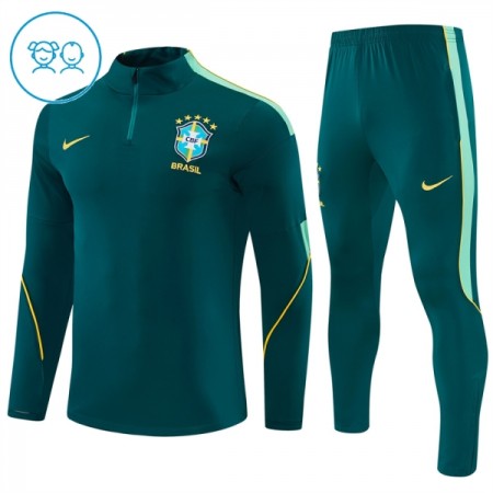 Brasilien Børn Trænings Sweatshirt Dragt 2026-27 Grøn Kvart-Zip Brasilien Børn Trænings Sweatshirt Dragt 2026-27 Grøn Kvart-Zip