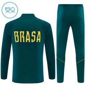 Brasilien Børn Trænings Sweatshirt Dragt 2026-27 Grøn Kvart-Zip