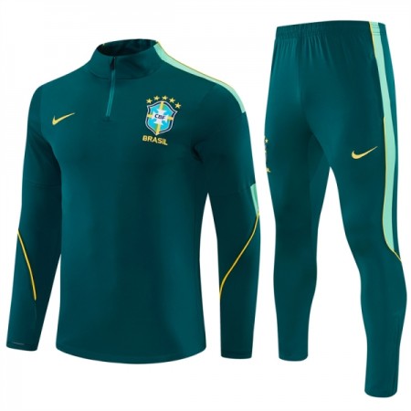 Brasilien Trænings Sweatshirt Dragt 2026-27 Grøn Kvart-Zip Brasilien Trænings Sweatshirt Dragt 2026-27 Grøn Kvart-Zip