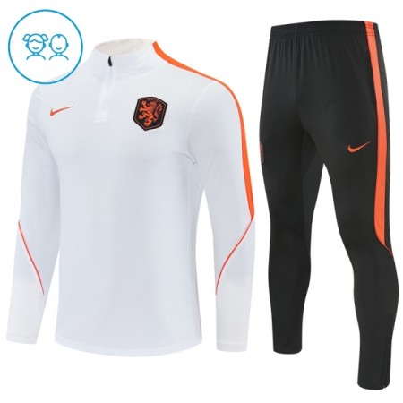 Holland Børn Trænings Sweatshirt Dragt 2026-27 Hvid Kvart-Zip Holland Børn Trænings Sweatshirt Dragt 2026-27 Hvid Kvart-Zip
