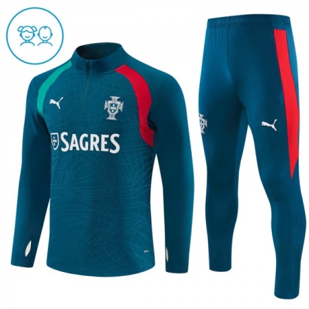 Portugal Børn Trænings Sweatshirt Dragt 2026-27 Blå Kvart-Zip Portugal Børn Trænings Sweatshirt Dragt 2026-27 Blå Kvart-Zip