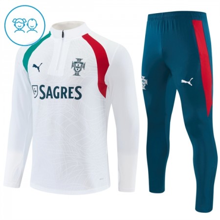 Portugal Børn Trænings Sweatshirt Dragt 2026-27 Hvid Kvart-Zip Portugal Børn Trænings Sweatshirt Dragt 2026-27 Hvid Kvart-Zip