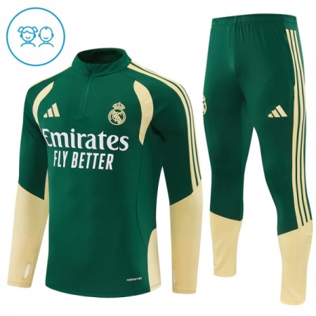 Real Madrid Børn Trænings Sweatshirt Dragt 2026-27 Grøn Kvart-Zip Real Madrid Børn Trænings Sweatshirt Dragt 2026-27 Grøn Kvart-Zip