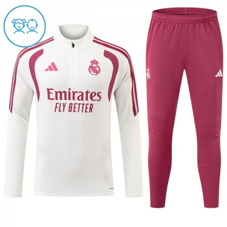 Real Madrid Børn Trænings Sweatshirt Dragt 2026-27 Hvid Kvart-Zip Real Madrid Børn Trænings Sweatshirt Dragt 2026-27 Hvid Kvart-Zip