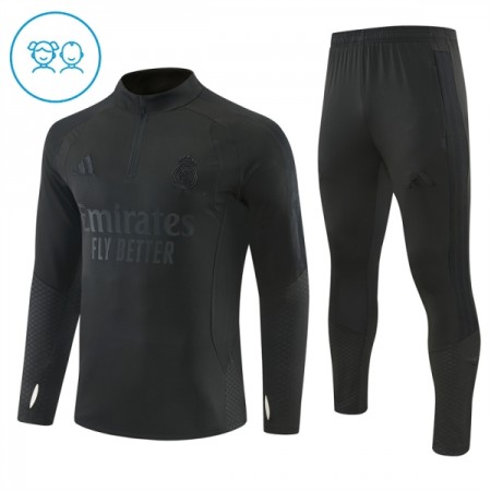 Real Madrid Børn Trænings Sweatshirt Dragt 2026-27 Sort Kvart-Zip Real Madrid Børn Trænings Sweatshirt Dragt 2026-27 Sort Kvart-Zip